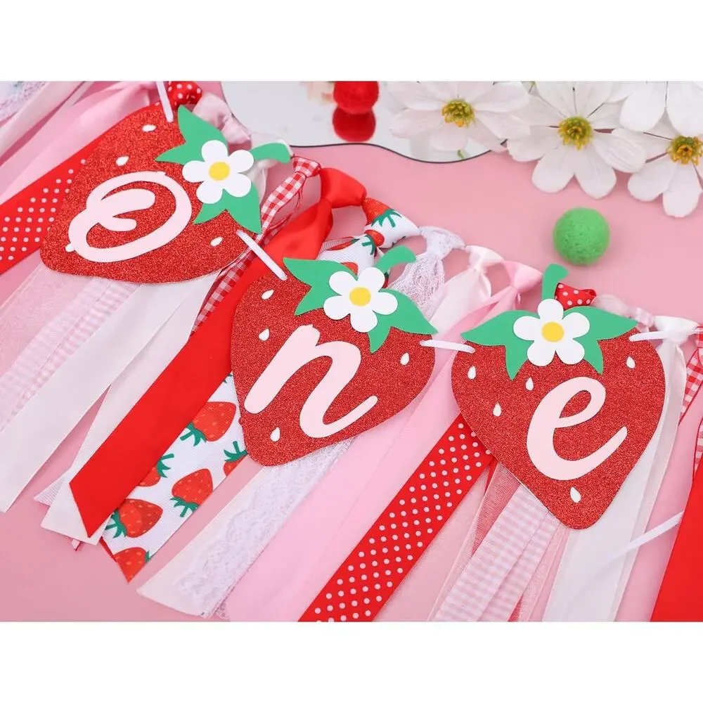 Strawberry 1st Birthday High Chair Banner